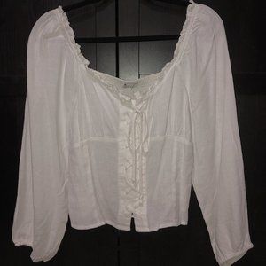 Tie-front long sleeve blouse